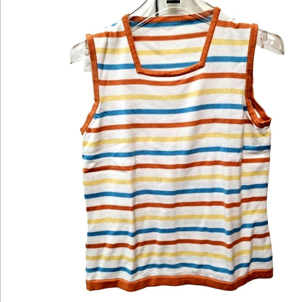 Vintage Woman's square Collar Sleeveless Cotton Tank